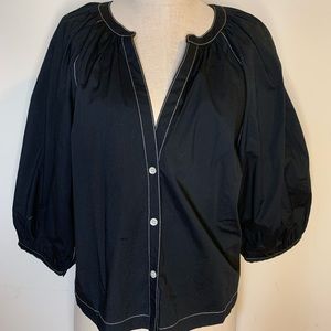 Cotton Balloon Sleeve Blouse